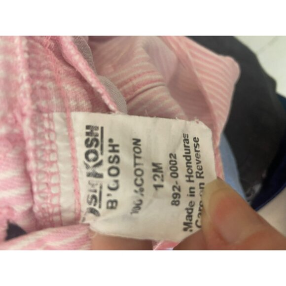 Vintage Osh Kosh Girls Pink & White Striped Overalls Size 12m - Picture 7 of 7